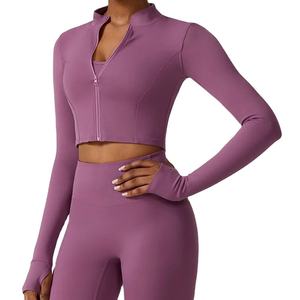 Veste zippée courte pour le sport, le yoga, l'entraînement physique, le fitness, veste zippée ajustée personnalisée, décontractée, 2026 - Product Image 6