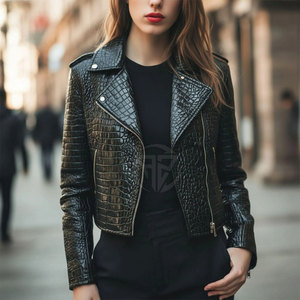 Veste en cuir gaufré de style moderne, tricotée, écologique, légère, avec une finition soignée et un attrait classique - Product Image 3