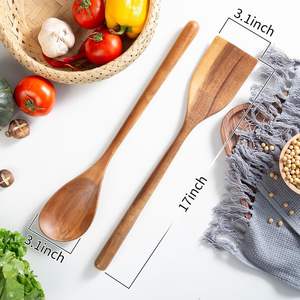 Utensilios de madera de lujo Juego de cucharas de cocina de 2 piezas Cucharas de madera multiusos hechas a mano para cocinar y servir ensalada - Product Image 6