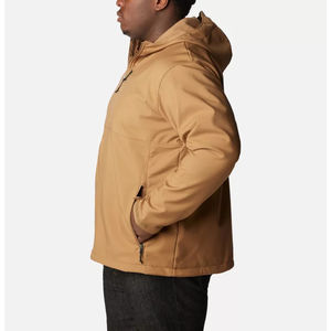 Vente en gros de veste softshell à fermeture éclair personnalisée en toile imperméable à col montant avec logo à l'avant pour hommes - Product Image 6