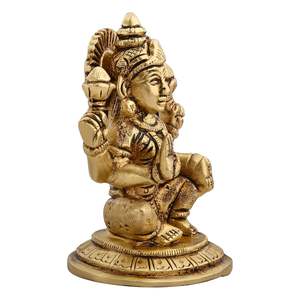 Laxmi Sitting Idol Murti <b>Statue</b> 3.1 H X 2.5 W X 2.7 L Inch 340gm Brass Crafts <b>Religious</b> Figurine for Home Puja Mandir Blessing - Product Image 2