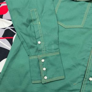 Chemise de soudeur à manches longues pour homme, 100% coton, 9 oz, résistante aux flammes, réfléchissante Cat2, verte, triple couture, résistance à la chaleur 300-500°C - Product Image 4
