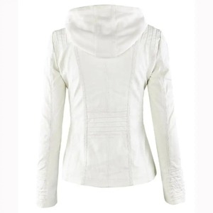 2025 nuevo estilo Europeo Americano manga larga abrigo blanco puro primavera otoño estilo cremallera chaquetas cortavientos de cuero Real - Product Image 2