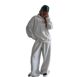 Ensemble de sport mode hiver 2025 pour femme – Sweat-shirt à manches longues avec col à revers et fermeture éclair, pantalon taille élastique – Ensemble 2 pièces coupe-vent pour activités sportives - Product Image 1