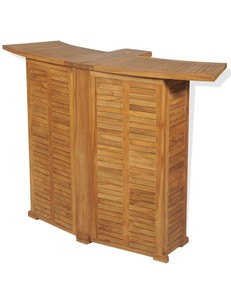 Ensemble de table de bar en bois pliable avec comptoir à lattes courbes et chaises hautes pliantes assorties - Product Image 4