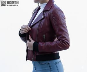 Veste en cuir pour femmes en gros Veste solide à manches longues en cuir pour femme OEM Design Logo Vestes en cuir pour femmes dames en gros - Product Image 6