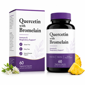 Capsules de Quercétine et Bromélaïne Végétaliennes Sans OGM 500mg avec Extrait Botanique Standardisé de Feuille d'Ortie pour le Soutien Quotidien au Bien-être - Product Image 1