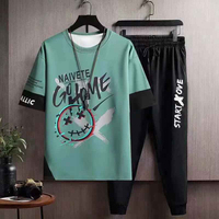 Conjunto Deportivo de Verano para Hombre, Camiseta y Pantalones Cortos Casuales para Gimnasio, Transpirable, 2 Piezas, Logotipo Personalizado Bordado, 100% Algodón, Estilo Urbano, Sin Costuras