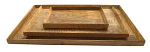 Prix d'usine Ensemble de plateaux en bois de qualité supérieure Conception personnalisée Grand plateau de service décoratif en bois de manguier Ensemble à bas prix - Product Image 6