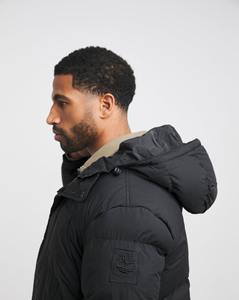 Veste d'hiver vierge unie et chaude de couleur noire à la mode la plus récente pour hommes veste bouffante à capuche réglable - Product Image 5