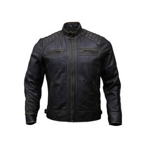 Veste en cuir PU noir de haute qualité pour homme, grande taille, style décontracté, col montant, logo sur le devant - Product Image 1