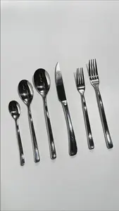 Juego de cubiertos de plata pulida llamativa, cubiertos de acero inoxidable de Metal hechos a mano únicos, vajilla elegante con pulido de espejo - Product Image 2