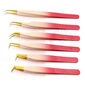 Elegant Gold Tip Fiber Lash Tweezers Boot Volume Eyelash Extension Tweezer Diamond Grip Non-Slip Precision <b>Tool</b> - Product Image 1