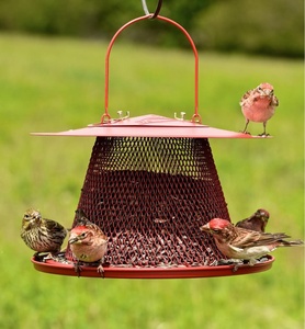 Mangeoire à oiseaux écologique en métal à énergie solaire avec suspension de toit pour une utilisation en intérieur à la ferme été/automne saison décoration de jardin en plein air - Product Image 1