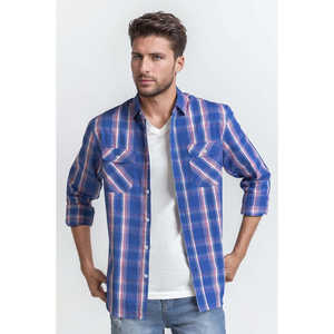 Blue <b>Pink</b> Checkered Casual <b>Shirt</b> 100% Cotton Poplin Chambray Linen Woven Fabric Striped Classic Breathable Formal MN-CS-SS24-107 - Product Image 5