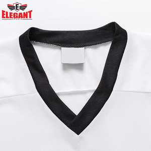 Uniforme de equipo de práctica de hockey sobre hielo en blanco, de alta calidad en color blanco y negro, camisa de hockey para hombres - Product Image 5