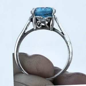 Anillos de Topacio Azul Natural con Engaste de Plata de Ley 925, Hechos a Mano en India, de Lujo, para Bodas, Fiestas, Cristianos, Personalizables - Product Image 3