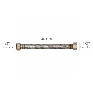 Tubo Flessibile in Acciaio Inox con Raccordo Femmina 1/2 - Femmina 1/2, Lunghezza 400mm. - Product Image 2
