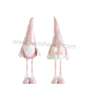 Transfrontalier rose noël vieil homme ornement télescopique gobelin sans visage forêt décoration poupée forme usine en gros - Product Image 5