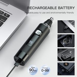 Tondeuse à sourcils et poils du visage rechargeable 2-en-1 professionnelle pour femmes et hommes, tondeuse à poils du nez et des oreilles USB portable puissante et indolore - Product Image 6