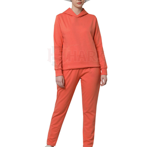 Femmes 100% coton été pull à capuche pantalon de survêtement ensemble en gros sur mesure dernière conception respirant été survêtement solide - Product Image 1