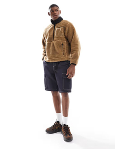 OEM Embroidered Logo Heavyweight 100% Cotton Thermal Sherpa Fleece Pullover Sweatshirt Custom Hoodies Full 1/4 Zip Mens Hoodies - Product Image 3