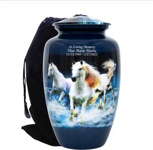 Horse Cremation <b>Urn</b> with Velvet Bag and Custom Engraving Horsing Funeral <b>Urn</b> (<b>Large</b>) - Product Image 2