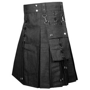 Denim Utility Kilt for <b>Men</b> Handmade Gothic Cargo <b>Skirt</b> Durable Custom Fabric Logo Adjustable Modern Kilt 2026 - Product Image 2