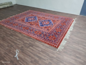 พรมแดง8x11สำหรับบ้านห้องนอนสำนักงานพรมสไตล์วินเทจทันสมัยทันสมัยดีไซน์เรขาคณิตโบราณออกแบบได้ตามต้องการ - Product Image 3