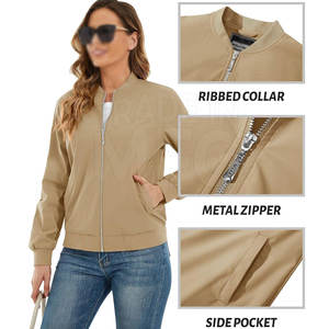 Nuevo estilo, chaqueta Bomber para mujer, MOQ bajo, chaqueta Bomber para mujer, uso al aire libre, chaqueta Bomber ligera para mujer - Product Image 4
