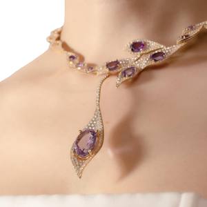 Collier beGems symbole de l'éternité en améthyste, or italien 14K 18K, bijoux fins de luxe pour femmes, nouvelle collection - Product Image 1