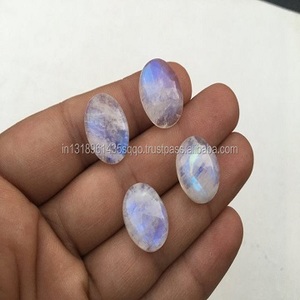 4 Uds. Cabujón de piedra lunar de arcoíris Natural, piedra preciosa genuina de Fuego Azul suave para la fabricación de joyas, cuentas de piedra de forma ovalada llamativa - Product Image 3