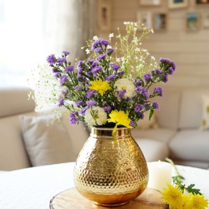 Antique inspired metal <b>vase</b> <b>for</b> classic home <b>decor</b> vintage floral centerpiece and room styling - Product Image 2