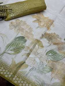 Designer indien nouveau modèle imprimé numérique Saree Taspa soie double couleur Position paillettes travail Blouse pour les vêtements de mariage des femmes - Product Image 2