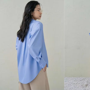 Femmes nouvelle mode affaires décontracté couleur unie chemise automne/hiver surdimensionné manches longues revers col boutonné lâche printemps - Product Image 6