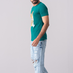 เสื้อยืดแขนสั้นลำลองแขนสั้นพอดีตัวเสื้อยืดลำลองแขนยาวพอดีตัวยืดเล็กน้อยสีเขียว - Product Image 4