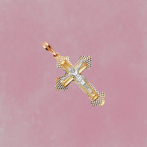 Nueva llegada 14K Tri-Color chapado en oro cristiano crucifijo colgante diamante incrustado Jesús Cruz encanto moda colgantes encantos - Product Image 5