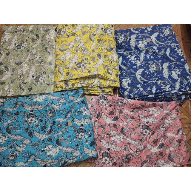 Hand Block Printed Fabric Raw Material Dress Fabric Wholesale Indian Handmade Cotton Fabric Jaipur Sanganeri
