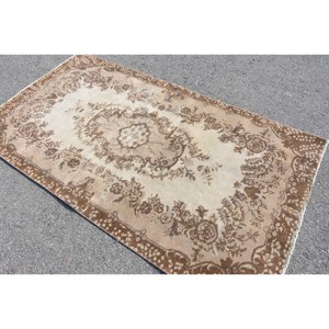 พรมขนสัตว์7.1ft สีเบจสีน้ำตาลคลาสสิกขนาด3.8 X แบบตุรกีดีไซน์แบบเย็บปะติดสำหรับทางเข้าห้องนั่งเล่นหรือห้องนอน - Product Image 4