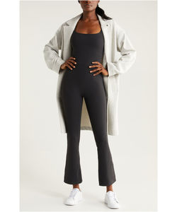 Combinaison et body sans manches pour femme, taille haute, col en V, unie, pour le yoga et le fitness - Spandex/coton, écologique - Product Image 3