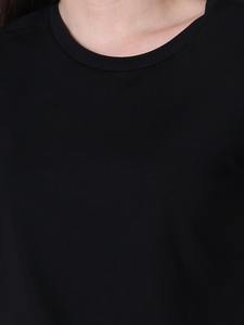 Camiseta de Manga Corta con Cuello Redondo para Mujer, 100% Algodón Elástico, Color Negro, Tela Canvas de Verano, Suministro ODM, Tallas Grandes, Estampado de Personajes - Product Image 2