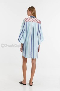 แมนดี้ฤดูร้อนใหม่สบายๆMidi-Kleidตรงตัดjacquardคอวีกระเป๋าด้านข้างผู้หญิงชุดขายร้อน - Product Image 4