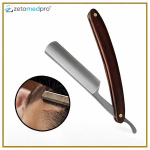 <b>Straight</b> Razor with Multi-Colored Wooden Handle, Single-Use Blade - Product Image 6