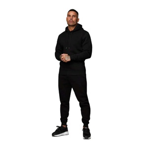 Sweat-shirt à capuche zippé et pantalon de survêtement évasé avec logo personnalisé Ensemble polaire technique de haute qualité pour hommes pour le jogging d'hiver - Product Image 1