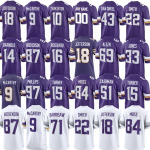 เสื้อฟุตบอลอเมริกัน Minnesota แบบเย็บสำเร็จ ขายส่ง ไซส์ใหญ่ ป้องกันรังสียูวี ฤดูกาลใหม่ 18 เจฟเฟอร์สัน 69 อัลเลน 3 แอดดิสัน - Product Image 1