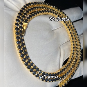 Chaîne de tennis de luxe de 4 mm en argent sterling 925 avec moissanite noire VVS plaquée rhodium, collier de tennis unisexe glacé - Product Image 5