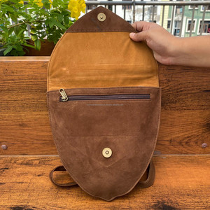 Handmade Dark Brown Genuine Suede Leather Crossbody Bohemian Bag for Women's Vintage Style Minimalist Adjustable Strap <b>Handbags</b> - Product Image 5