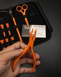 Alicates para extensión de cabello con microperlas de dos orificios naranjas, grado quirúrgico, acero inoxidable, ecológico, marca ASB, Kit de herramientas de uso comercial - Product Image 3