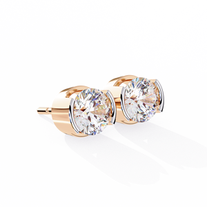 Boucles d'oreilles en diamant de laboratoire classique simple populaire 14k/18k or massif conception ronde éblouissante - Product Image 2