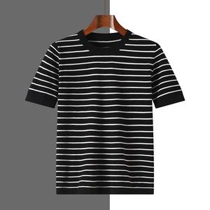 Camiseta de algodón 100% de manga regular para hombre, jersey de cuello redondo con patrón sólido, tejido antiarrugas, transpirable, informal, de verano - Product Image 5